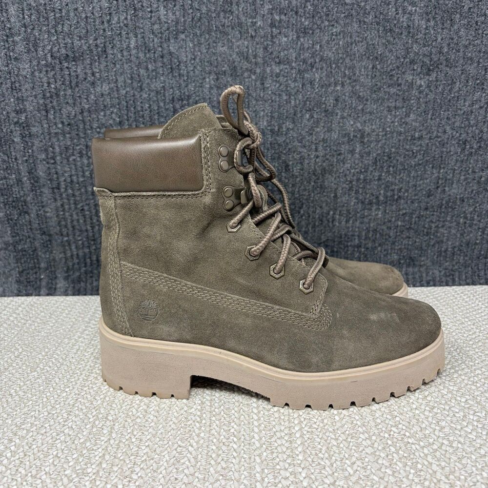 Timberland Carnaby 6” Waterproof Boots Booties Olive Green Lace Up Women’s 7.5